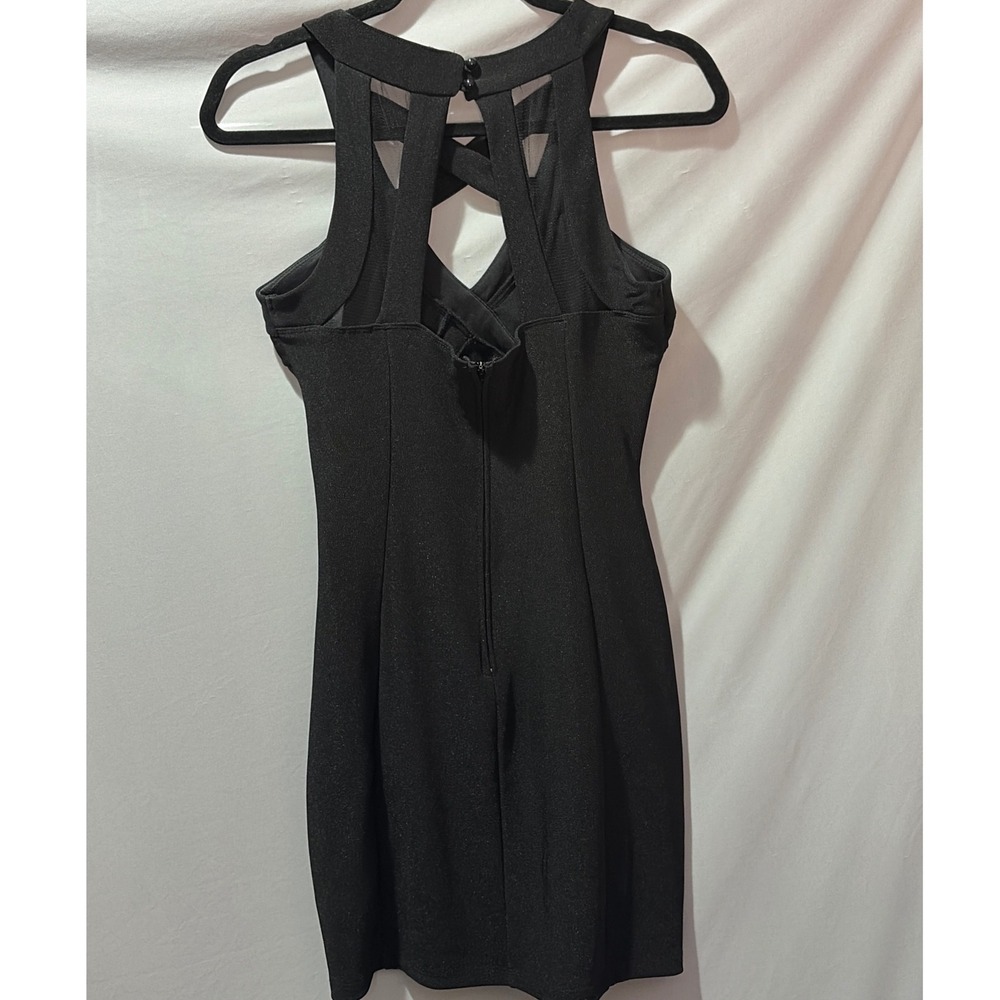 Crystal Doll Black Bandage Bodycon Mini Dress Cage Neck 1EHQ8269I Size 5